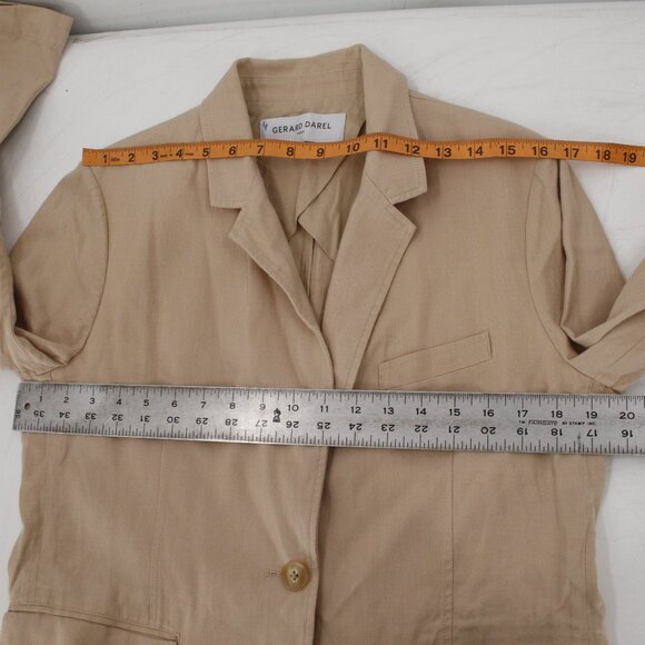 Gerard Darel Blazer Womens 40 Linen Cotton One Button Classic Jacket notch lapel - Picture 9 of 11
